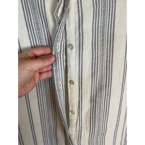 Faherty | White and Blue Striped Women's Dream Cotton Iris Dress Size Medium - Picture 4 of 7